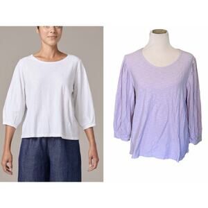 Cut Loose Lagenlook Cotton Linen Tunic •XL• Shirt Lilac Lantern Sleeve Top